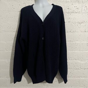 Qualfort Womens Cardigan Sweater XXXL Blue Button Front Chunky Knit NEW Y3